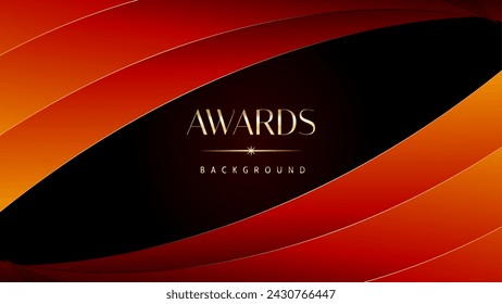 Fondo de gráficos naranja rojo y dorado de los premios. Elegante diseño de plantilla premium naranja. Tarjeta de invitación de boda. Invitación de ceremonia de compromiso. Plantilla de diseño abstracto corporativo premium de lujo.