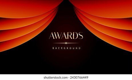 Red orange and golden awards graphics background. Elegant orange premium template design. Wedding invitation card. Engagement ceremony invite. Luxury premium corporate abstract design template.