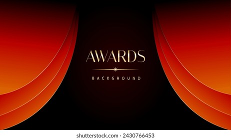 Red orange and golden awards graphics background. Elegant orange premium template design. Wedding invitation card. Engagement ceremony invite. Luxury premium corporate abstract design template.