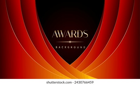 Red orange and golden awards graphics background. Elegant orange premium template design. Wedding invitation card. Engagement ceremony invite. Luxury premium corporate abstract design template.