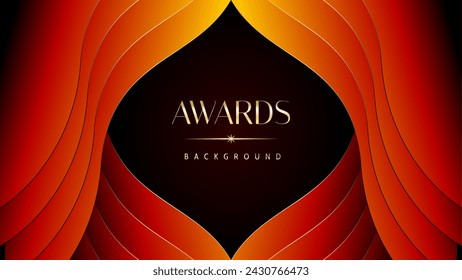 Red orange and golden awards graphics background. Elegant orange premium template design. Wedding invitation card. Engagement ceremony invite. Luxury premium corporate abstract design template.