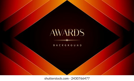 Red orange and golden awards graphics background. Elegant orange premium template design. Wedding invitation card. Engagement ceremony invite. Luxury premium corporate abstract design template.