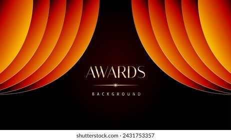 Fondo de gráficos naranja rojo y dorado de los premios. Elegante diseño de plantilla premium naranja. Tarjeta de invitación de boda. Invitación de ceremonia de compromiso. Plantilla de diseño abstracto corporativo premium de lujo.