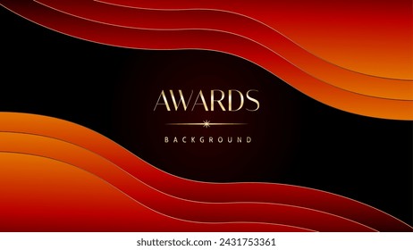 Fondo de gráficos naranja rojo y dorado de los premios. Elegante diseño de plantilla premium naranja. Tarjeta de invitación de boda. Invitación de ceremonia de compromiso. Plantilla de diseño abstracto corporativo premium de lujo.