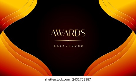 Fondo de gráficos naranja rojo y dorado de los premios. Elegante diseño de plantilla premium naranja. Tarjeta de invitación de boda. Invitación de ceremonia de compromiso. Plantilla de diseño abstracto corporativo premium de lujo.