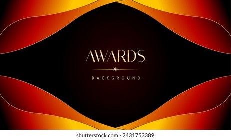 Red orange and golden awards graphics background. Elegant orange premium template design. Wedding invitation card. Engagement ceremony invite. Luxury premium corporate abstract design template.