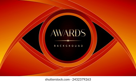 Red orange and golden awards graphics background. Elegant orange premium template design. Wedding invitation card. Engagement ceremony invite. Luxury premium corporate abstract design template.