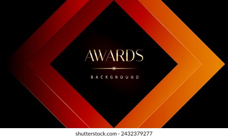 Red orange and golden awards graphics background. Elegant orange premium template design. Wedding invitation card. Engagement ceremony invite. Luxury premium corporate abstract design template.