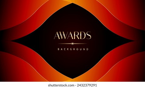 Fondo de gráficos naranja rojo y dorado de los premios. Elegante diseño de plantilla premium naranja. Tarjeta de invitación de boda. Invitación de ceremonia de compromiso. Plantilla de diseño abstracto corporativo premium de lujo.