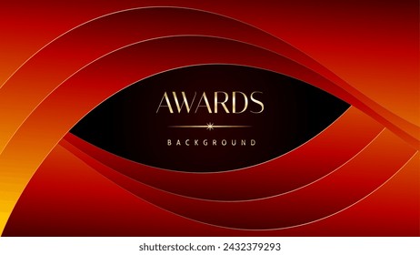 Red orange and golden awards graphics background. Elegant orange premium template design. Wedding invitation card. Engagement ceremony invite. Luxury premium corporate abstract design template.