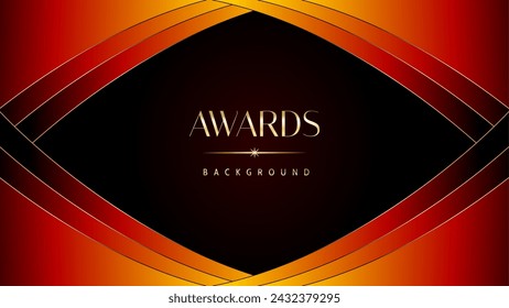 Red orange and golden awards graphics background. Elegant orange premium template design. Wedding invitation card. Engagement ceremony invite. Luxury premium corporate abstract design template.