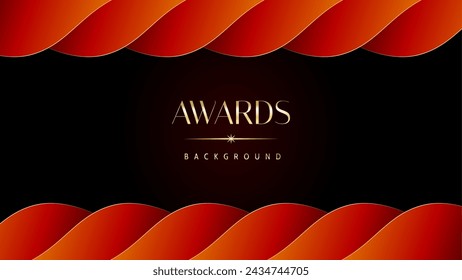 Red orange and golden awards graphics background. Elegant orange premium template design. Wedding invitation card. Engagement ceremony invite. Luxury premium corporate abstract design template.