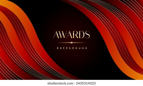 Red orange and golden awards graphics background. Elegant orange premium template design. Wedding invitation card. Engagement ceremony invite. Luxury premium corporate abstract design template.