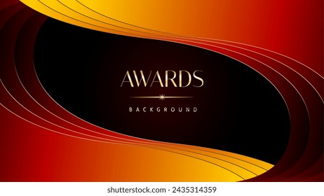 Red orange and golden awards graphics background. Elegant orange premium template design. Wedding invitation card. Engagement ceremony invite. Luxury premium corporate abstract design template.