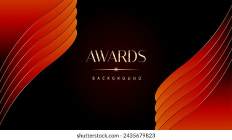 Red orange and golden awards graphics background. Elegant orange premium template design. Wedding invitation card. Engagement ceremony invite. Luxury premium corporate abstract design template.	