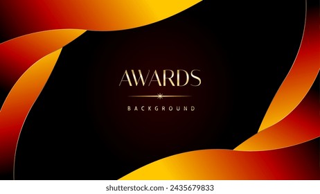 Fondo de gráficos naranja rojo y dorado de los premios. Elegante diseño de plantilla premium naranja. Tarjeta de invitación de boda. Invitación de ceremonia de compromiso. Plantilla de diseño abstracto corporativo premium de lujo.	