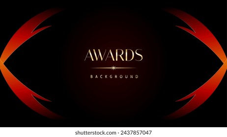 Fondo de gráficos naranja rojo y dorado de los premios. Elegante diseño de plantilla premium naranja. Tarjeta de invitación de boda. Invitación de ceremonia de compromiso. Plantilla de diseño abstracto corporativo premium de lujo.	