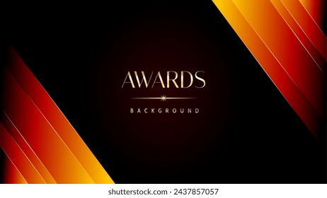 Fondo de gráficos naranja rojo y dorado de los premios. Elegante diseño de plantilla premium naranja. Tarjeta de invitación de boda. Invitación de ceremonia de compromiso. Plantilla de diseño abstracto corporativo premium de lujo.	