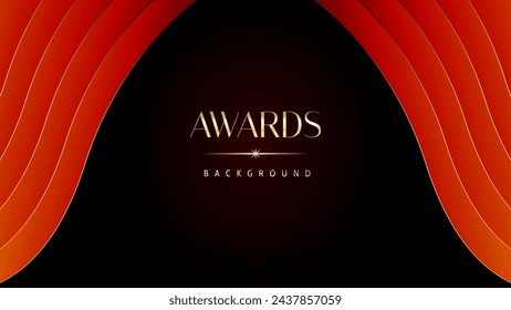 Red orange and golden awards graphics background. Elegant orange premium template design. Wedding invitation card. Engagement ceremony invite. Luxury premium corporate abstract design template.	