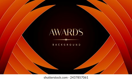 Red orange and golden awards graphics background. Elegant orange premium template design. Wedding invitation card. Engagement ceremony invite. Luxury premium corporate abstract design template.	