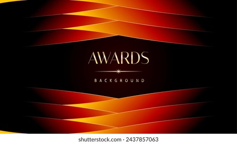 Fondo de gráficos naranja rojo y dorado de los premios. Elegante diseño de plantilla premium naranja. Tarjeta de invitación de boda. Invitación de ceremonia de compromiso. Plantilla de diseño abstracto corporativo premium de lujo.	