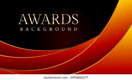 Red orange and golden awards graphics background. Elegant orange premium template design. Wedding invitation card. Engagement ceremony invite. Luxury premium corporate abstract design template.