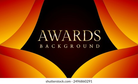 Fondo rojo naranja y dorado de los premios gráficos. Elegante diseño de Plantilla premium naranja. Tarjeta de invitación de Boda. Invitación a la ceremonia de compromiso. Plantilla de diseño abstracto corporativo premium de lujo.