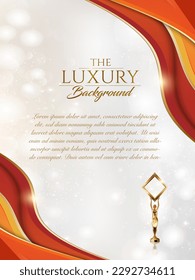 Fondo de los Premios Gráficos Red Orange Golden Royal. La Ola De Línea Elegante Brilla Plantilla Moderna.   Sleek Shape Luxury Premium Corporate Template. Diseño Dinámico de Banner de Certificado Abstracto Clásico.