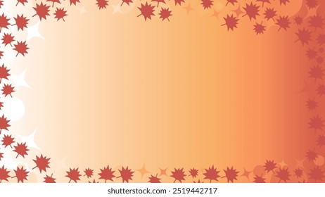 Red and orange gradient background and autumn leaves frame material