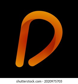 red orange gradient of d letter logo template with 3d effect color.