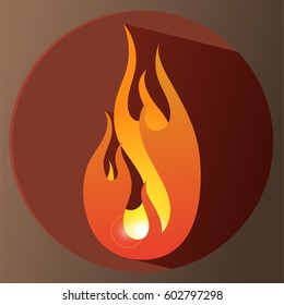 Red and orange gradient fire, burning flame logo, isolated vector illustration