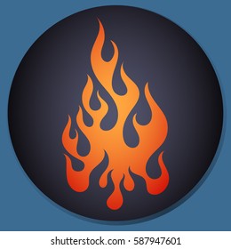 Red and orange gradient fire, old school flame logo, isolated vector illustration