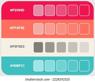 Red orange gray blue color palette vector, neon colors catalog, rgb colors, design and edit idea, colour matching, harmonious colours palette sample, eps designed asset