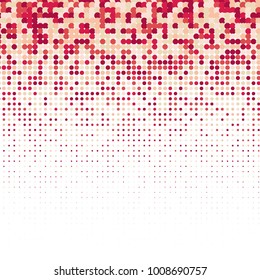 Red, orange, gray halftone dots. Colorful geometric gradient for pop art designs. Geometric vintage monochrome fade wallpaper. Pop art print. Dotted geometric retro pattern. Comic halftone background.