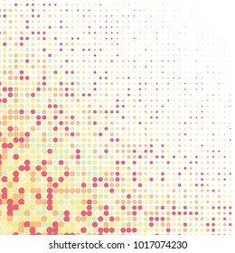 Red, orange, gray halftone dots. Colorful geometric gradient for pop art designs. Geometric vintage monochrome fade wallpaper. Pop art print. Dotted geometric retro pattern. Comic halftone background.