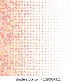 Red, orange, gray halftone dots. Colorful geometric gradient for pop art designs. Geometric vintage monochrome fade wallpaper. Pop art print. Dotted geometric retro pattern. Comic halftone background.