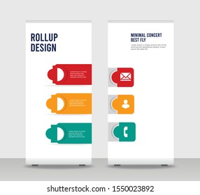 Red, orange, green, 3 points infographic Shapes Modern Exhibition Advertising Trend Business Roll Up Banner Stand Poster Brochure flat design template creative concept. colorful infographic roll Up