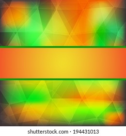 Red, orange and green abstract background with frame 