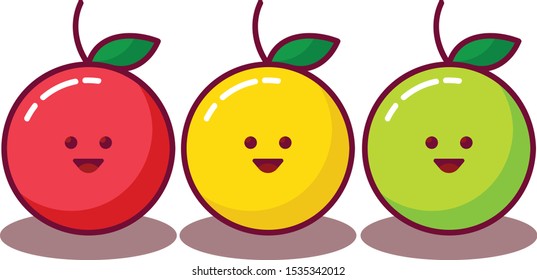 red orange green fruits vector