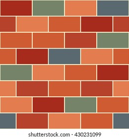 Red Orange Green Gray Brick Wall Seamless Vector illustration Background