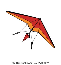 Red and orange hang glider isolated on white background illustration