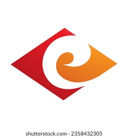 Red and Orange Horizontal Diamond Shaped Letter E Icon on a White Background