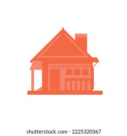red orange house design picture with doors and windows ,minimalis vector design