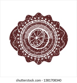 Red orange icon inside distress rubber grunge texture stamp