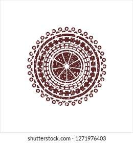 Red orange icon with rubber seal texture