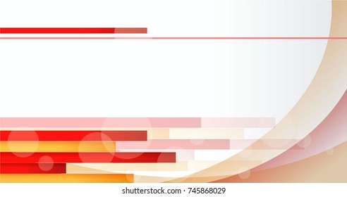 Red - orange line border, curve and transparent white circle Envelope design template for business, vector illustration.