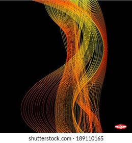 red orange line wave on black background vector