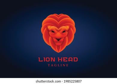 red orange lion head mascot gradient logo