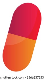 Red and orange medicine capsule vector illustration on a white background