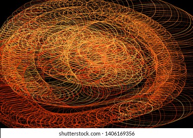 Red and orange multiple intersecting lines, tech fibers motion. Vector abstract flowing curves pattern background, geometric design. Futuristic smoky vector pattern for cover, banner layout. 